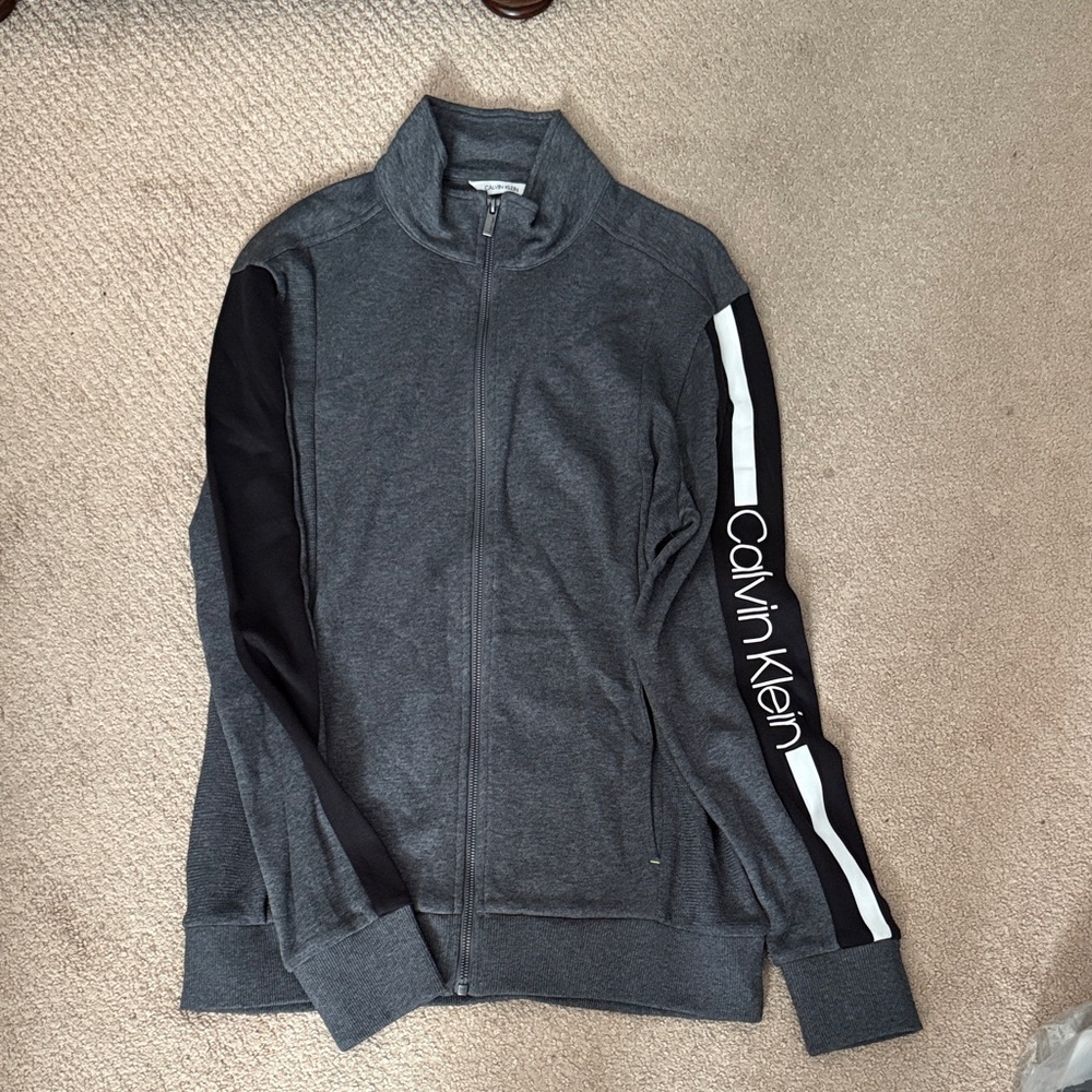 Calvin Klein Charcoal and Black Zip-Up Jacket